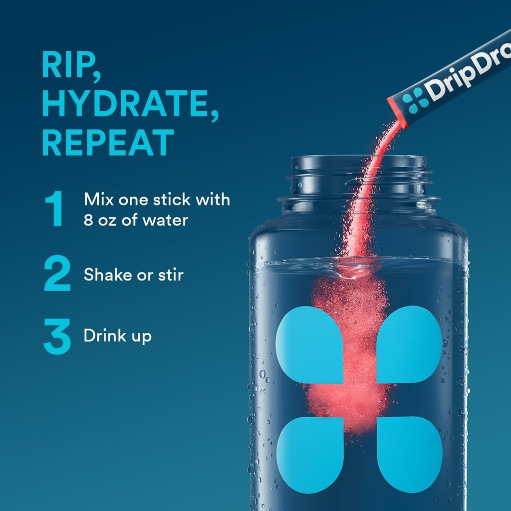 DripDrop Watermelon Electrolyte Powder, 8 oz sticks, 32 count